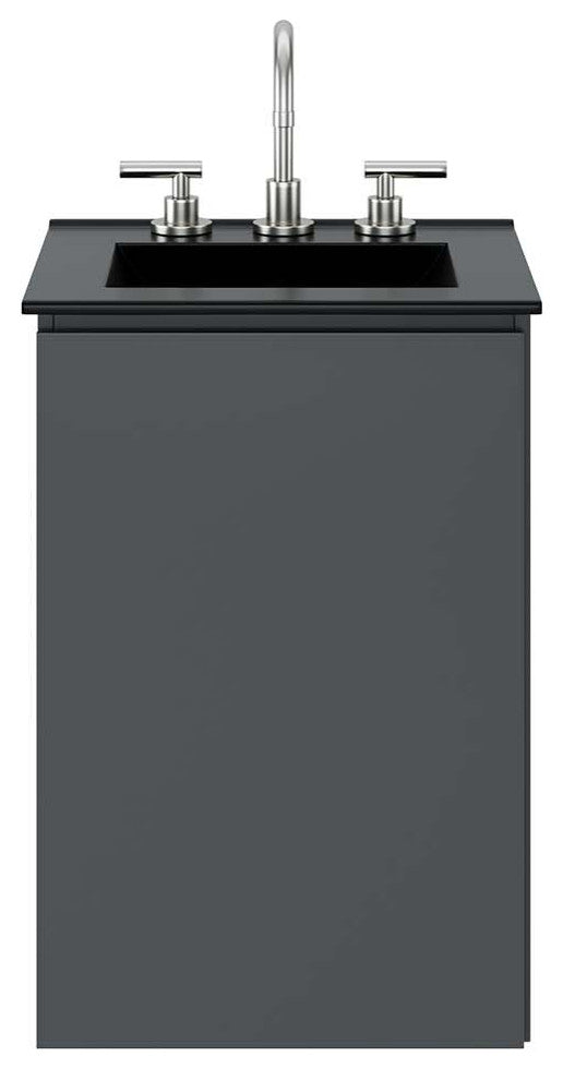 Bryn 18" Wall-Mount Bathroom Vanity, Gray Black