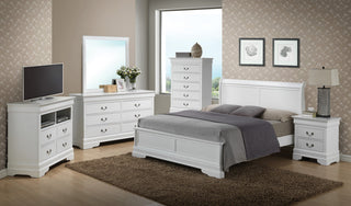 Louis Philippe White Full Panel Bed