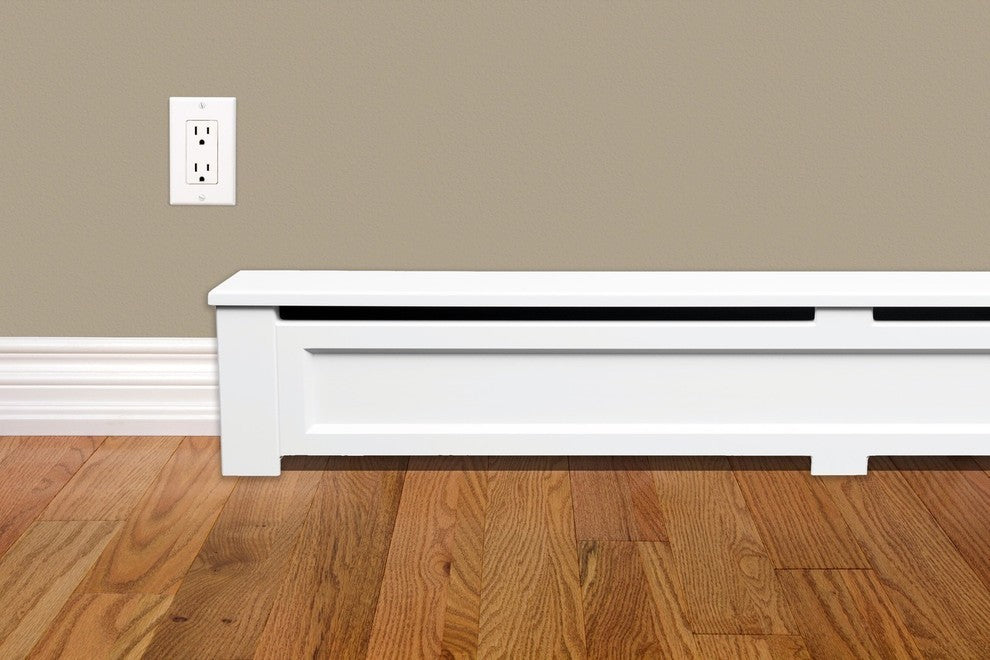 Wood Baseboard Heater Cover, 2' Length, Shaker, Closed Endcaps