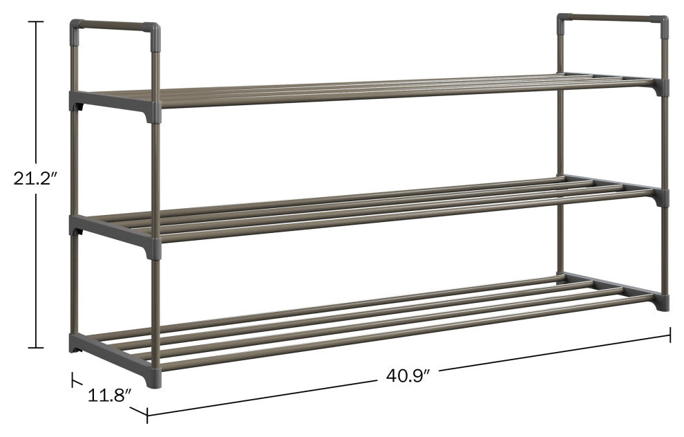 Shoe Rack 3-Tier Shoe Organizer for Closet, Bathroom, Entryway Holds 15 Pairs