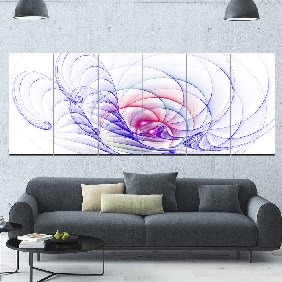 3D Blue Surreal Illustration, Abstract Wall Art Canvas, 70"x28", 6 Panels