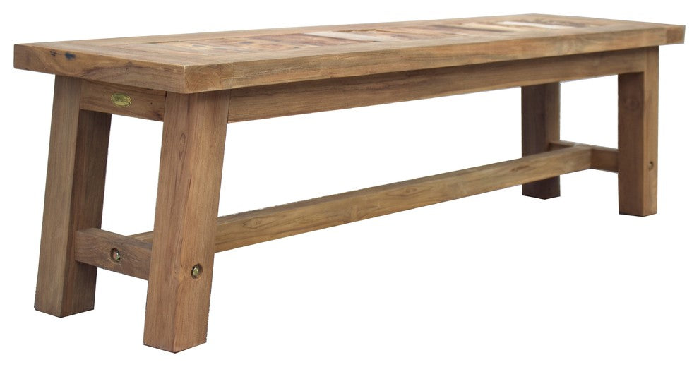 Recycled Teak Wood Backless Bench, 63 Inch