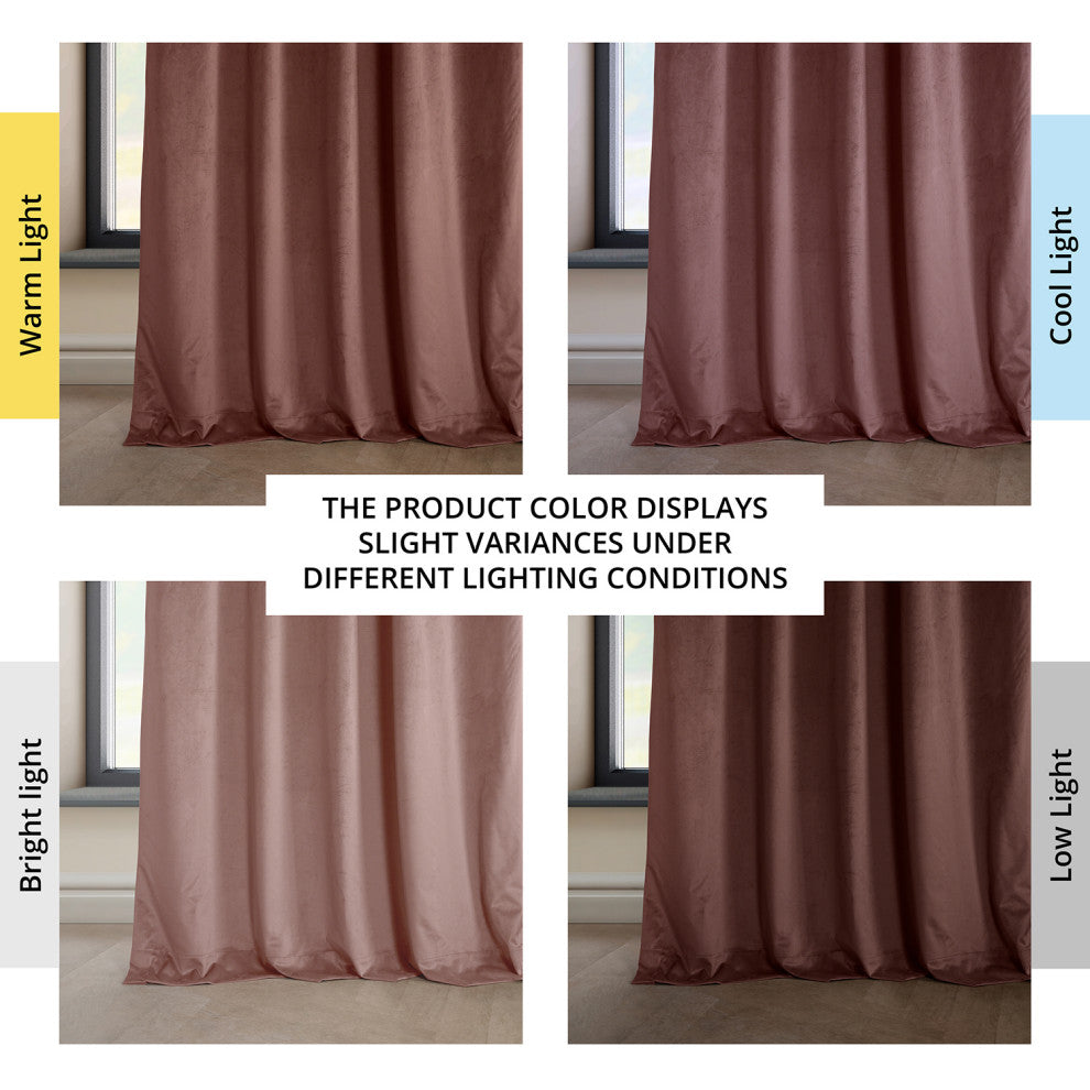 Heritage Plush Velvet Curtain Single Panel, Wild Rose, 50"x96"