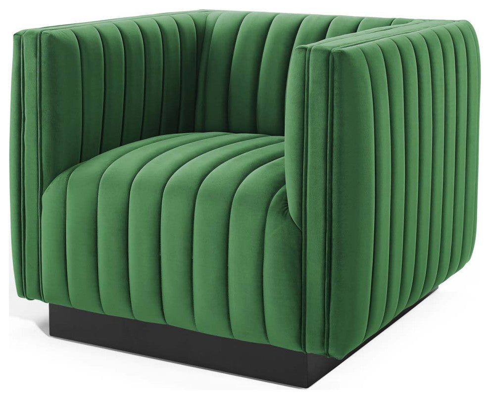 Tufted Armchair Accent Chair, Velvet, Green, Modern, Living Lounge Hospitality