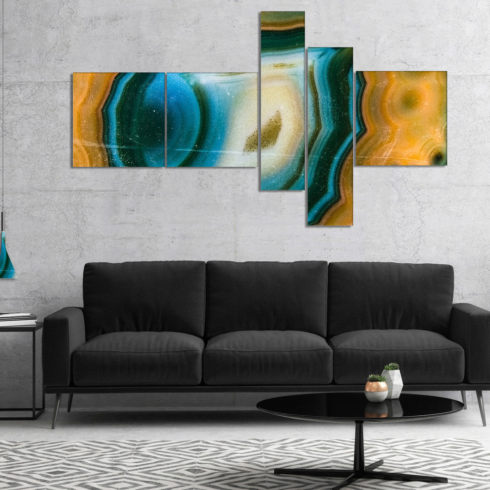 Colorful Agate Pattern, Abstract Canvas Wall Art Print, 60"x32", 5 panels