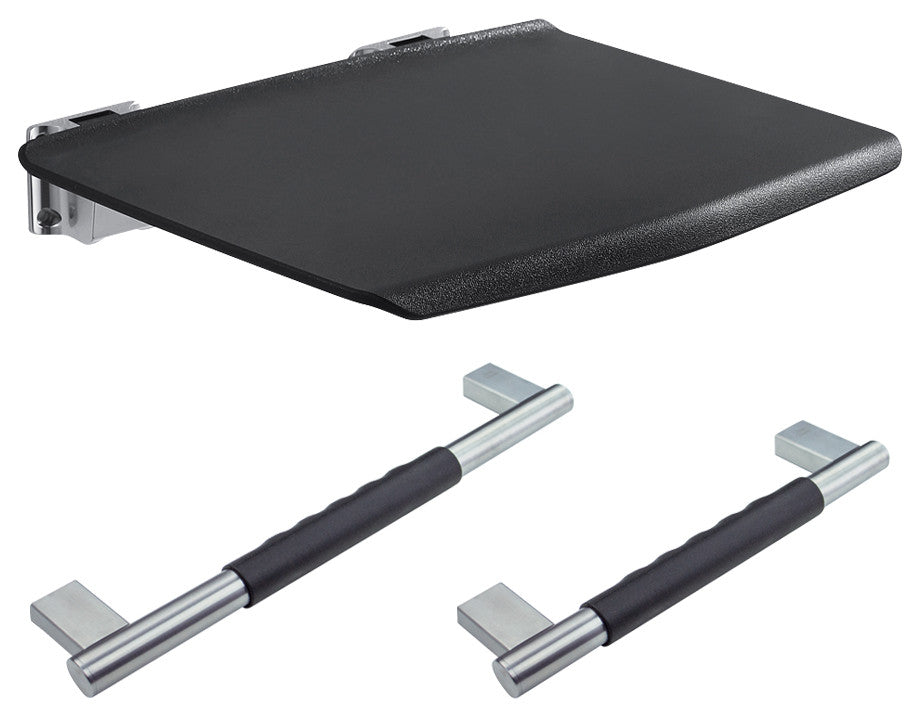 Transolid Maddox 3-Piece Bathroom Safety Accessory Kit, Black/Brushed Stainless
