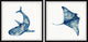 Shark and Stingray Diptych, 2-Piece Set, 18x18 Panels