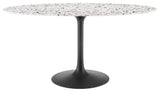Lippa 60" Oval Terrazzo Dining Table, Black White