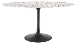 Lippa 60" Oval Terrazzo Dining Table, Black White
