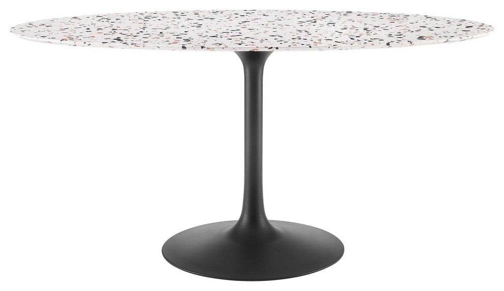 Lippa 60" Oval Terrazzo Dining Table, Black White