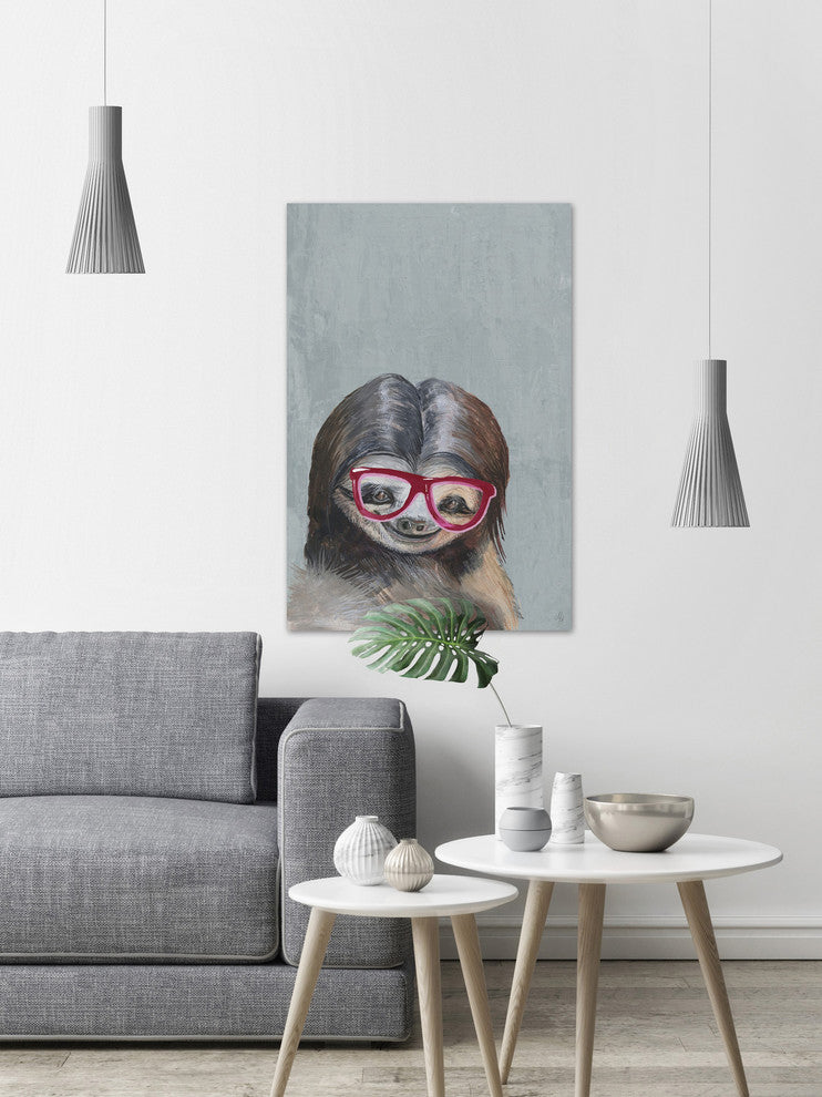 "Nerdy Sloth II" Painting Print on Wrapped Canvas, 30"x45"