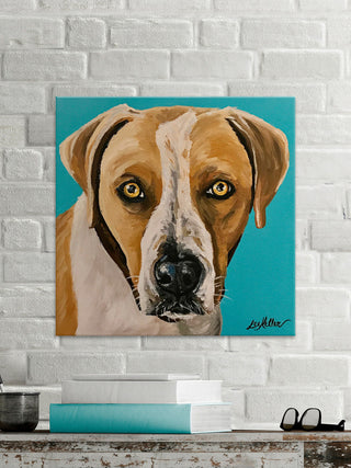 "Dog Painting Lover Boy" Painting Print, Wrapped Canvas, 32"x32"