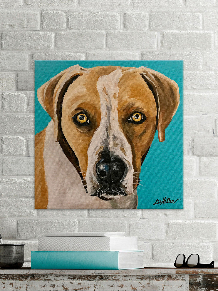 "Dog Painting Lover Boy" Painting Print, Wrapped Canvas, 32"x32"