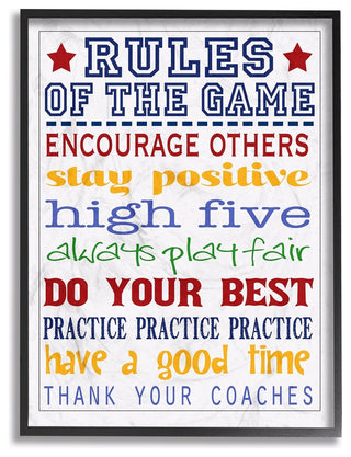 Rules of the Game Wall Art, 11x14, Framed Giclee Texturized