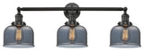 Large Bell 3-Light Bath Fixture, Smoked Glass, Matte Black
