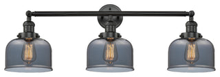 Large Bell 3-Light Bath Fixture, Smoked Glass, Matte Black
