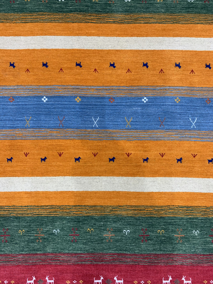 SKY BLUE Transitional Modern Gabbeh Area Rug