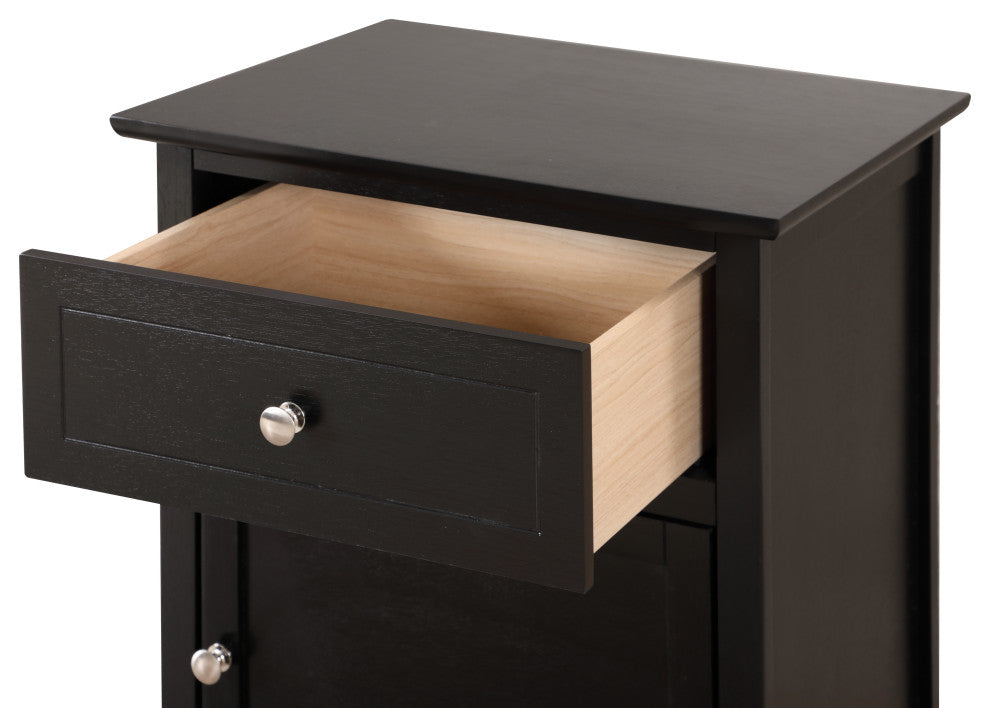 Izzy 1-Drawer, 1-Door Nightstand, Cherry, Black
