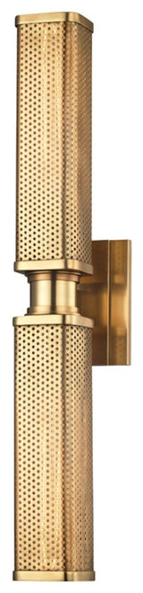 Gibbs, 2 Light, Wall Sconce, Aged Brass Finish