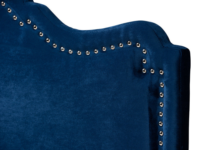Nadeen Royal Blue Velvet Fabric Upholstered King Size Headboard