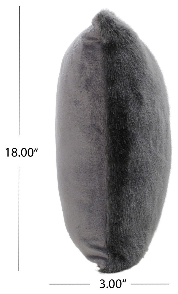 GDF Studio Elise Modern Glam Faux Fur Throw Pillow, Dark Gray, 1