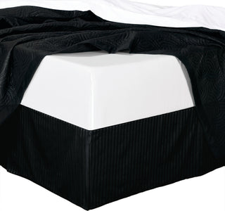 Cotton Split Corners Stripe 14" Drop Bed Skirt, Black, California King