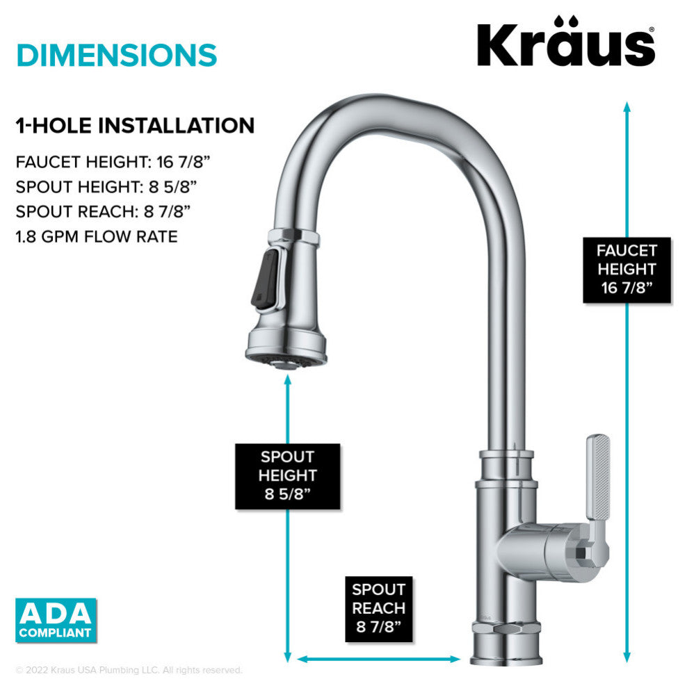 Sellette Pull-Down Kitchen Faucet, Chrome, Model Kpf-4101ch