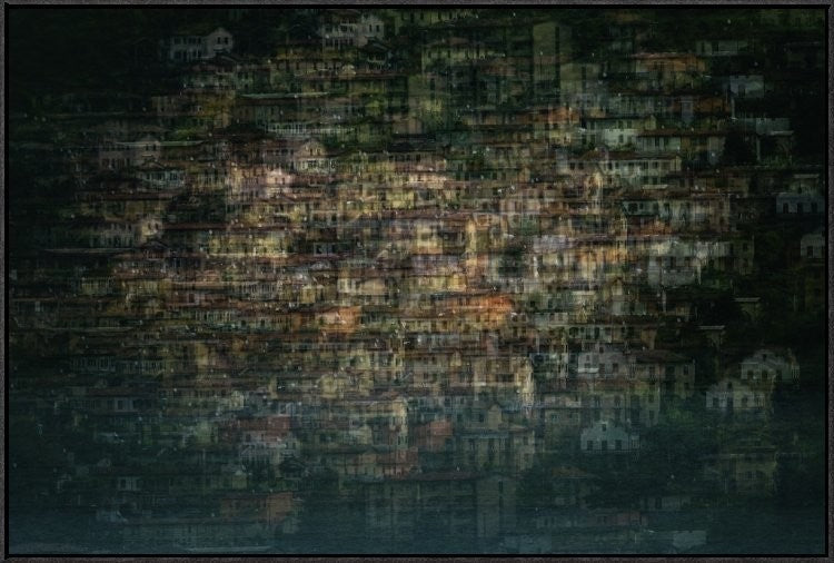 "Multi House" Framed Canvas Giclee by Roberto Marini, 37x25"