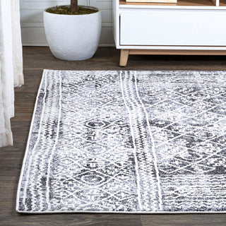 Iften Moroccan Geometric Distressed Ivory/Black 8'x10' Area Rug