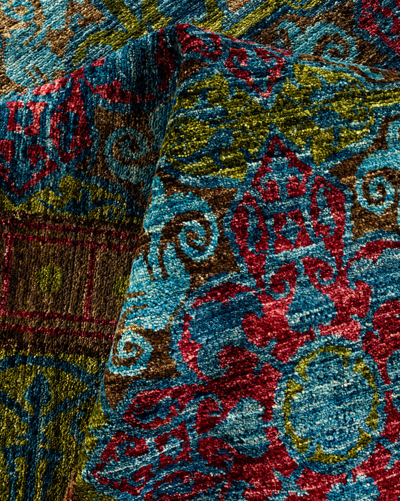 Suzani, One-of-a-Kind Handmade Area Rug Green, 22' 6" x 12' 2"