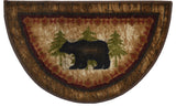 Cozy Cabin Rustic Lodge  Kitchen Accent Rug, 19"x31" Half Moon, Birch Bear