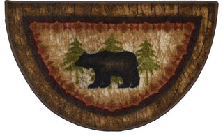 Cozy Cabin Rustic Lodge  Kitchen Accent Rug, 19"x31" Half Moon, Birch Bear