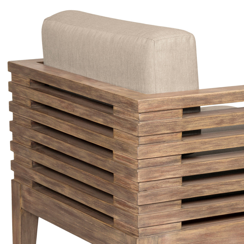 Vivid Outdoor Patio Dining Chair, Light Eucalyptus Wood Taupe Olefin Cushions