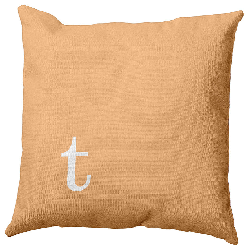 18"x18" Modern Monogram Decorative Throw Pillow, Pale Gold