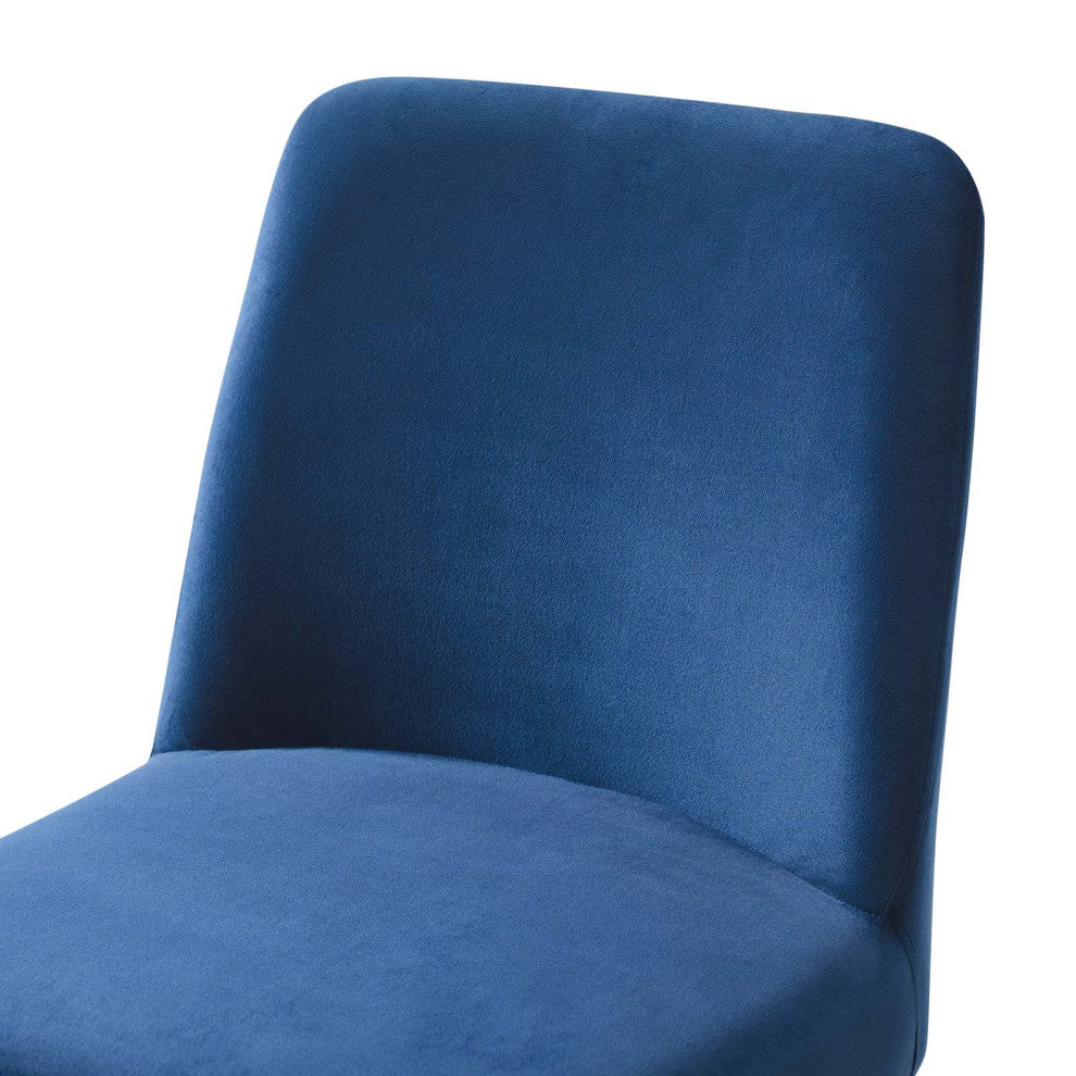 Side Dining Chair, Velvet, Metal, Gold Blue Navy, Modern, Cafe Bistro Restaurant