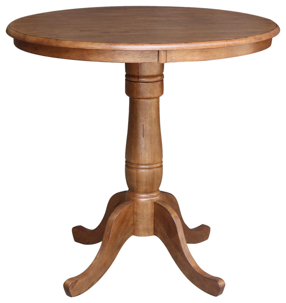 36" Round Pedestal Gathering Height Table with 2 Counter Height Stools