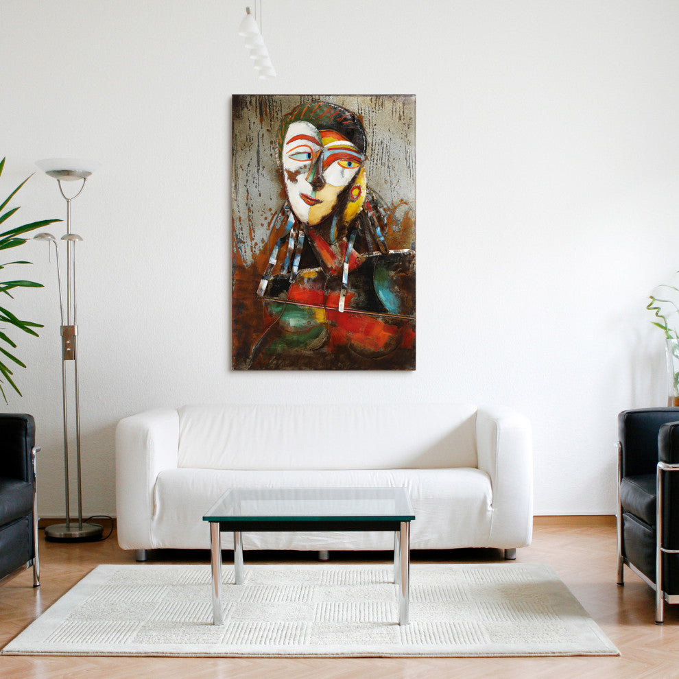 "Homme 1" Primo Mixed Media Hand Painted 3D Metal Wall Art