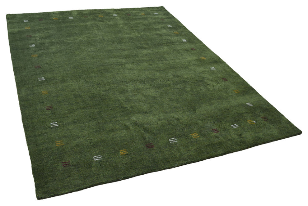 Hand Knotted Loom Silk Mix Area Rug Contemporary Green