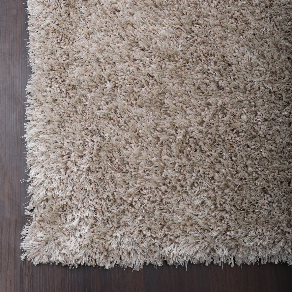 HAND TUFTED SHAG POLYESTER ECO-FRIENDLY AREA RUGS, Ivory Color, Solid Design