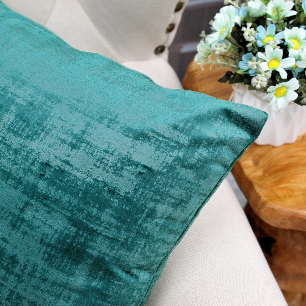 Serenta Textured Velvet Pillow Shell, Set of 4, Agate Green