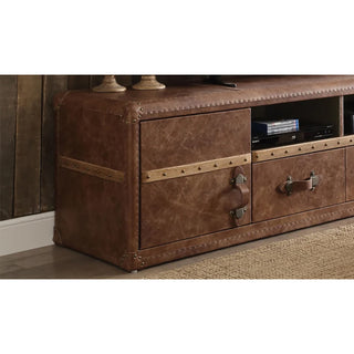 TV Stand, Retro Brown Top Grain Leather