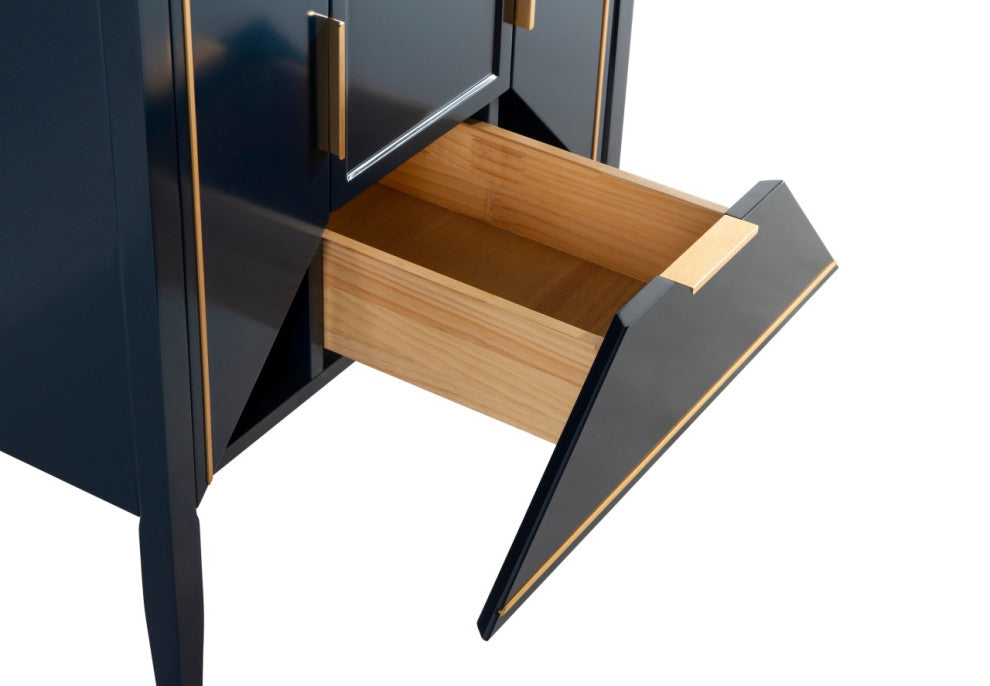 Vetro 30" Vanity With Quartz Counter Top, Gloss White, Navy Blue