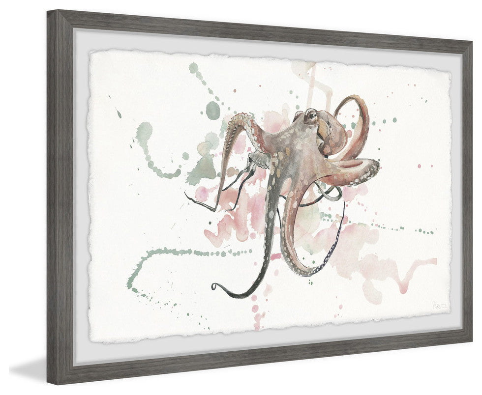 "Octopus Splash" Framed Painting Print, 18"x12"