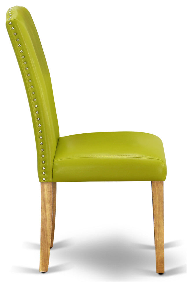 3Pc 42/53.5" Table, Pair Of Parson Chair, Pu Leather Color Autumn Green