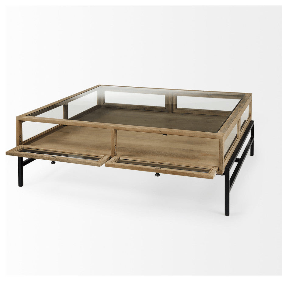 42" Clear And Black Glass Square Coffee Table