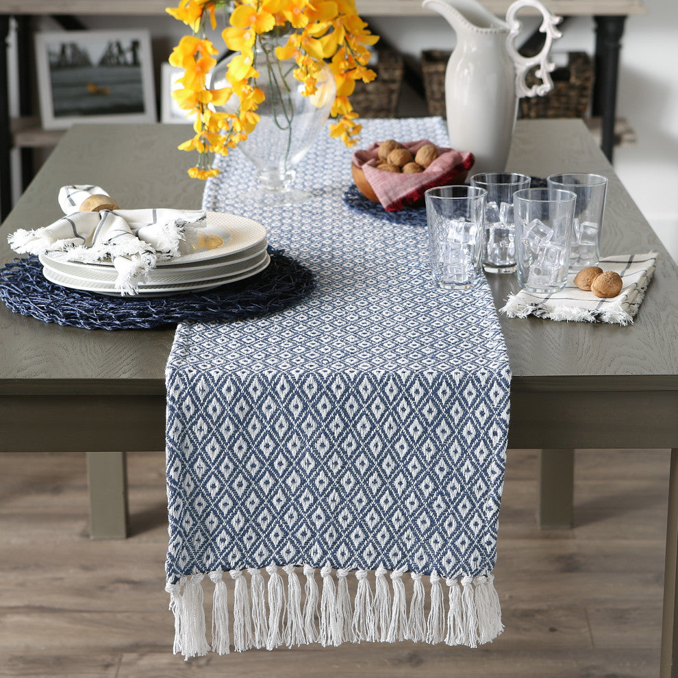 French Blue Mini Diamond Table Runner 15x108