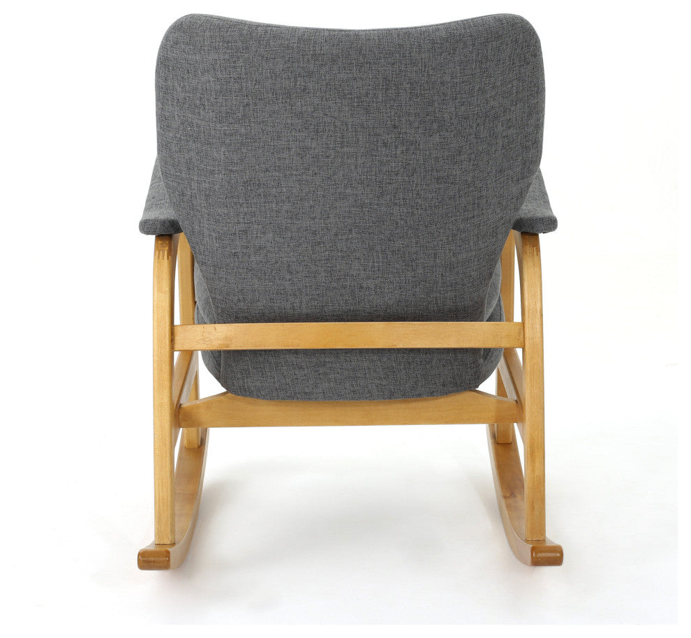 GDF Studio Bethany Mid Century Fabric Rocking Chair, Gray