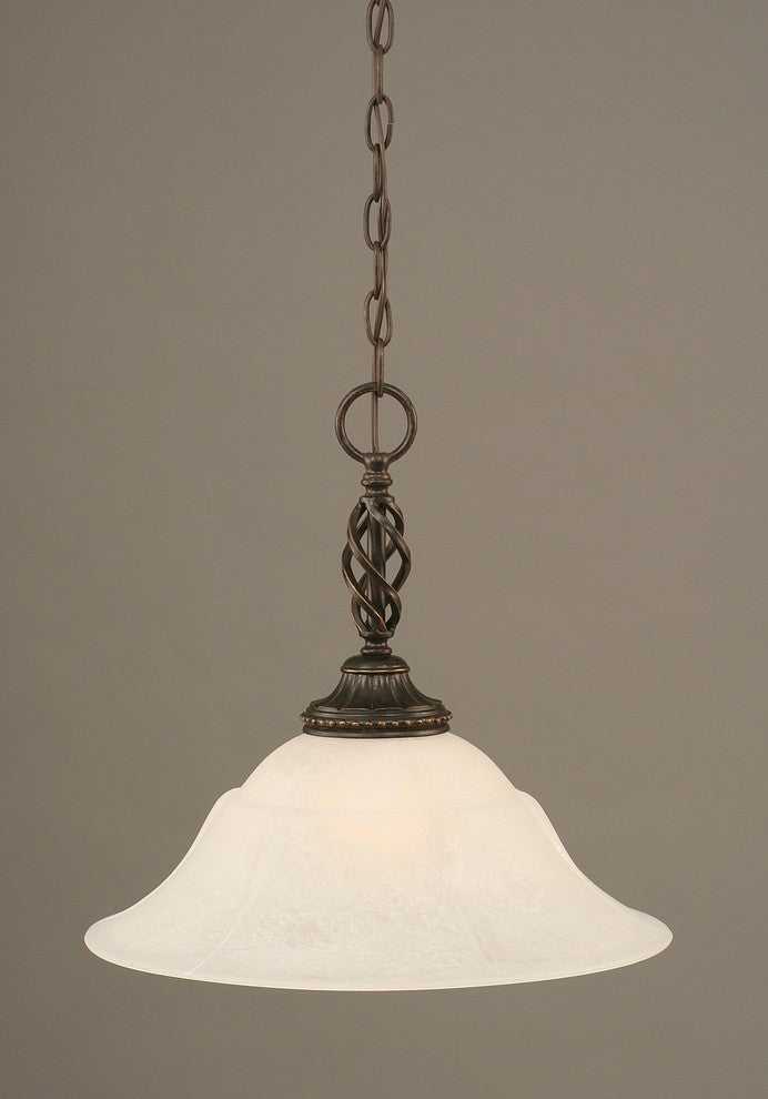 Elegante 1-Light Pendant, Dark Granite/White Marble
