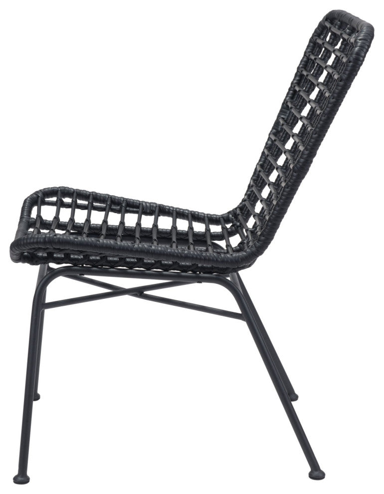 Dining Chair, Set of 2, Aluminum, Metal, Black, Outdoor Patio Balcony Garden