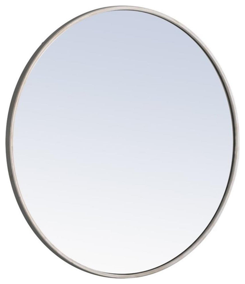 Elegant Decor Eternity 28" Round Metal Frame Mirror in Silver